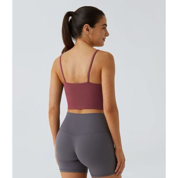 Halara Basic Padded Workout Cropped Tank Top in  Cordovan Burgundy Size S NWT - Picture 2 of 10